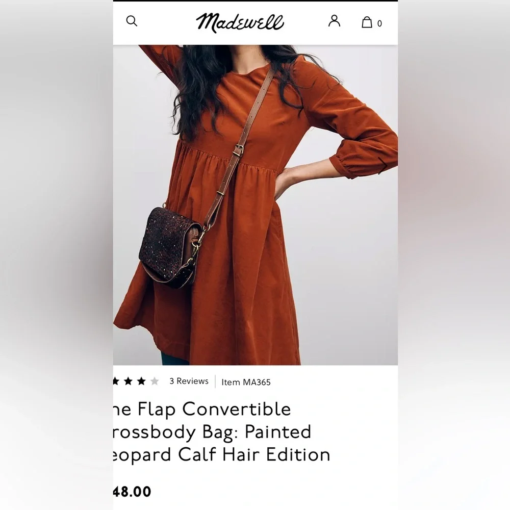 Madewell The Flap Convertible Crossbody Bag & Wallet Painted Leopard Calf Hair - Picture 16 of 16